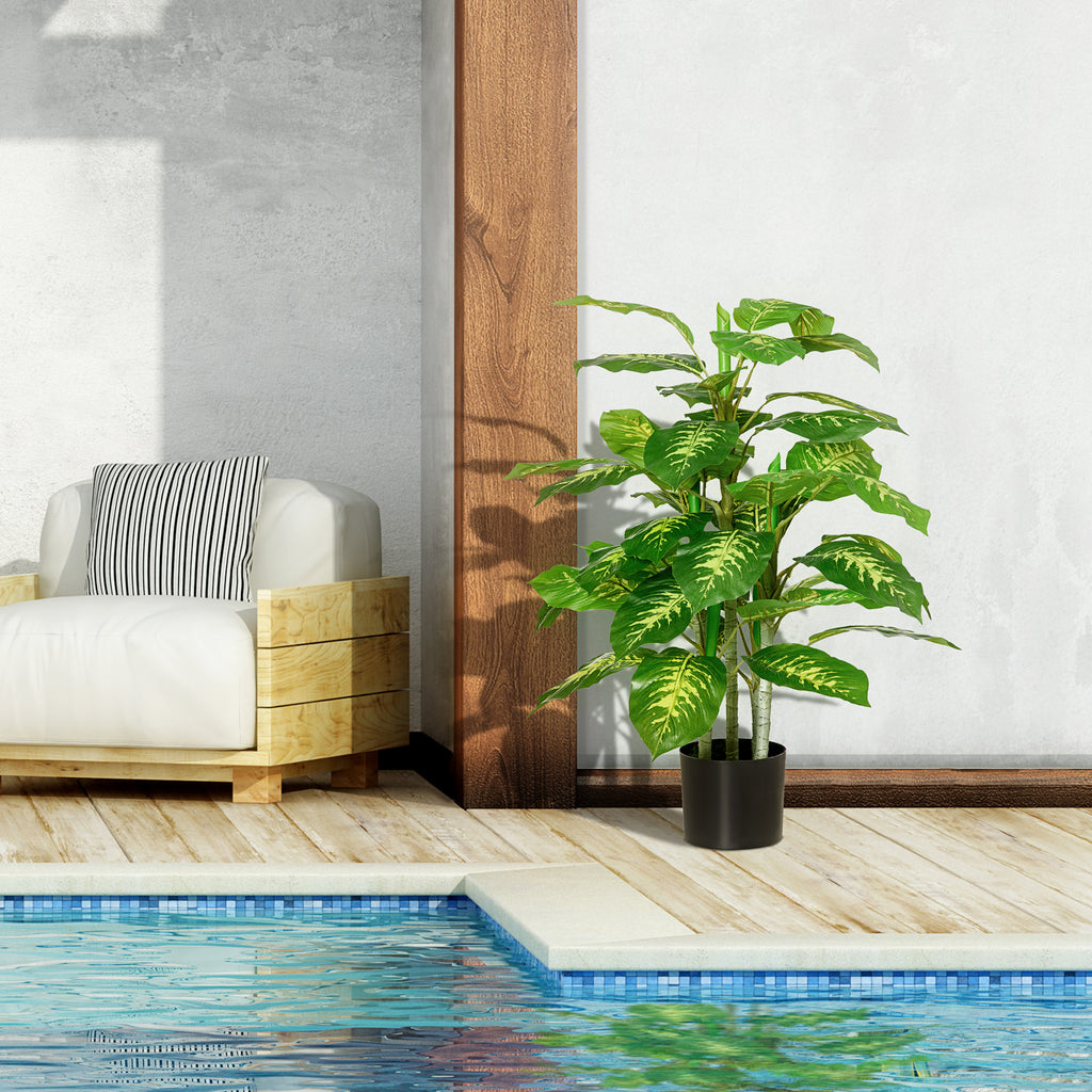2 PCs Artificial Evergreen Tree Fake Decorative Plant In Nursery Pot For Indoor Outdoor Décor, Green