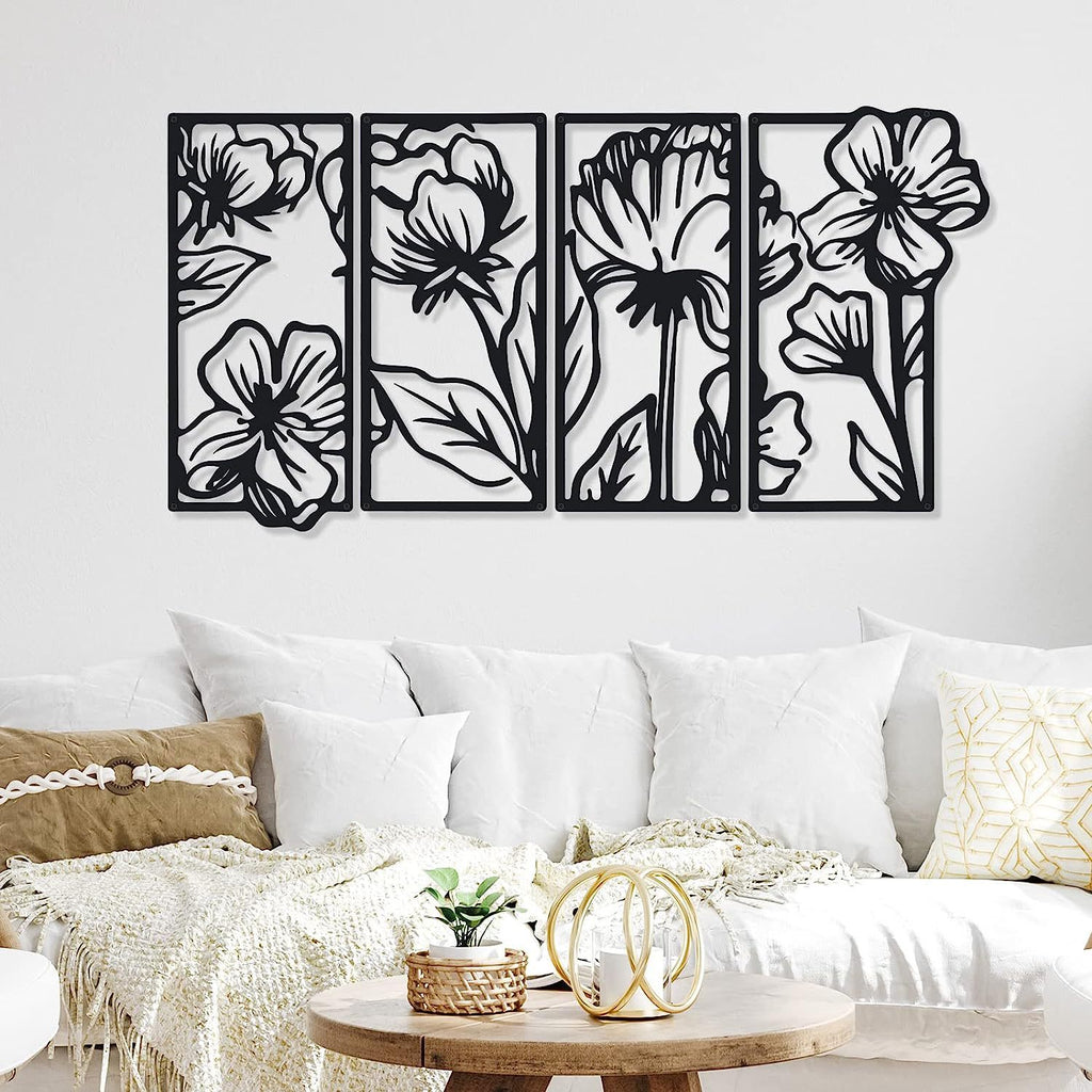 4 Pieces Wall Decoration Metal Flower Minimalist