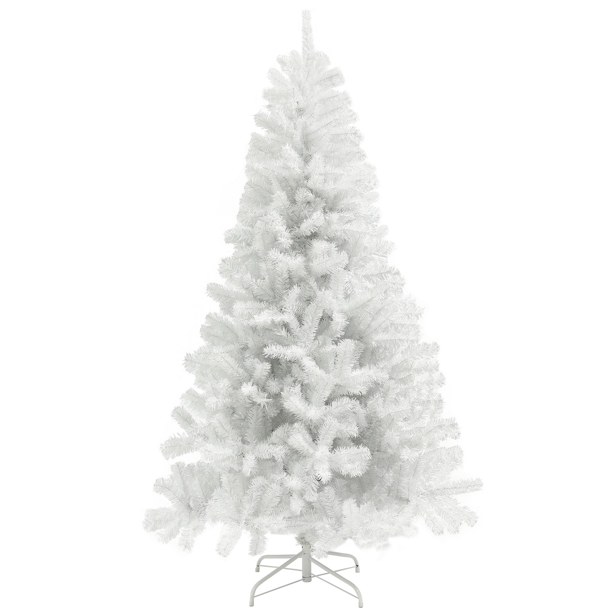7.5ft Unlit Artificial White Christmas Tree, Holiday Décor with 1346 Branch Tips, Auto Open and Steel Base