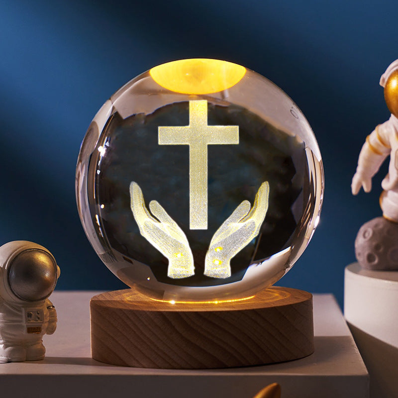 Creative Glow Crystal Cross Church Office Desk Surface Panel Ornaments