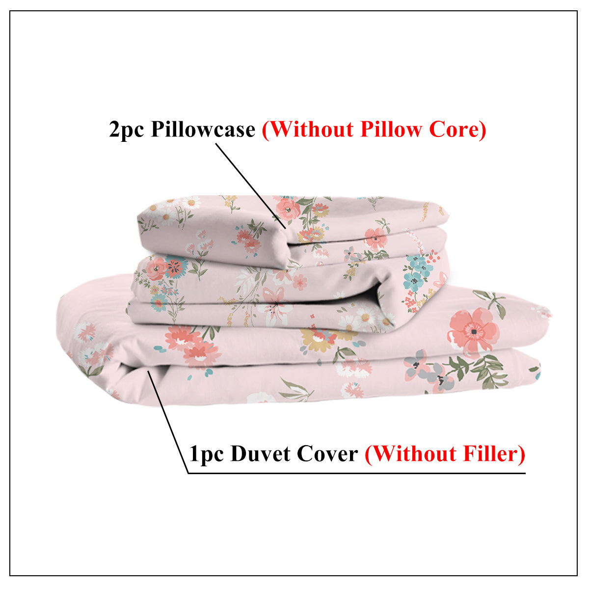 3 Pieces Minimalist And Elegant Floral Series Comfortable Duvet Set With Ultra Soft Bedding Set