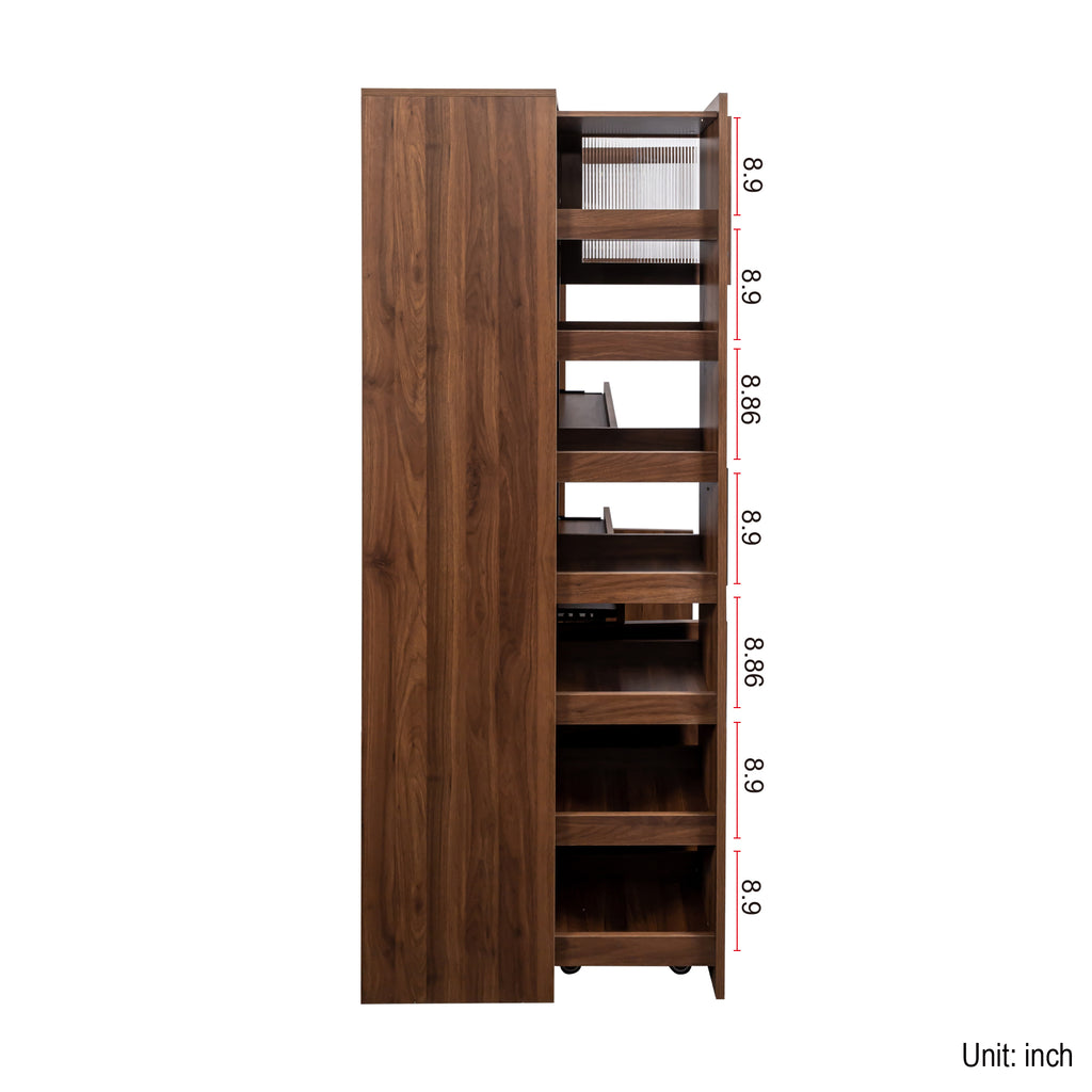 Kitchen Pantry Cabinet With Multi-functional Pull-out Multi-tier Storage Shelf,Farmhouse Storage Cabinet With 4 Doors,Pantry Organizers For Kitchen,Dining Room