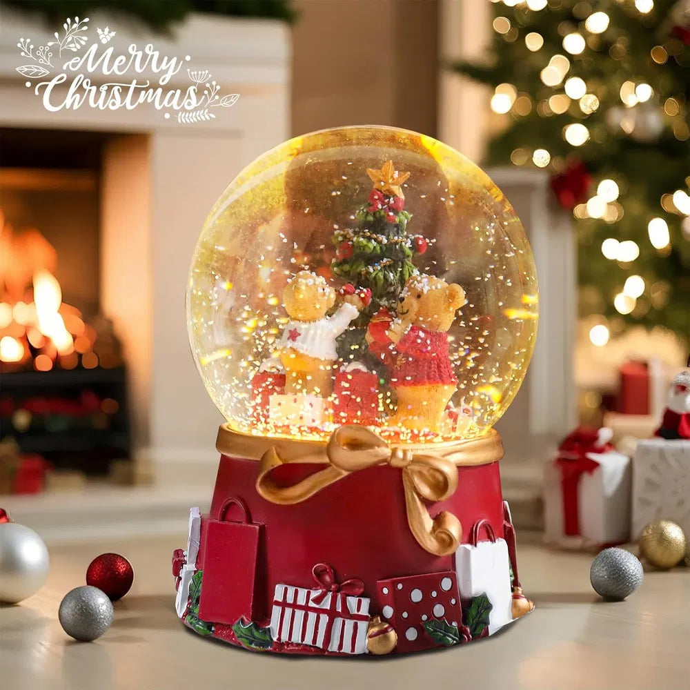 Christmas Snow Globes Gingerbread Man Village House In Cup Christmas Snow Globe With 8 Songs Color Changing Battery Operated Musical Box For Christmas Home Party Décor