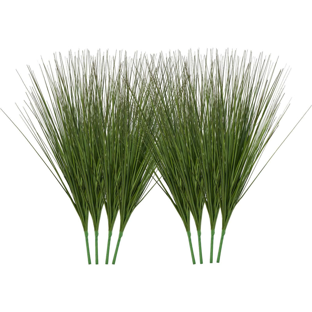 Artificial Grass Plant, 27 Inch Faux Onion Grass Fake Greenery Shrubs Plant, Premium PVC For Indoor Outdoor House Home Garden Office Room Décor, Housewarming, 8 Pack Green