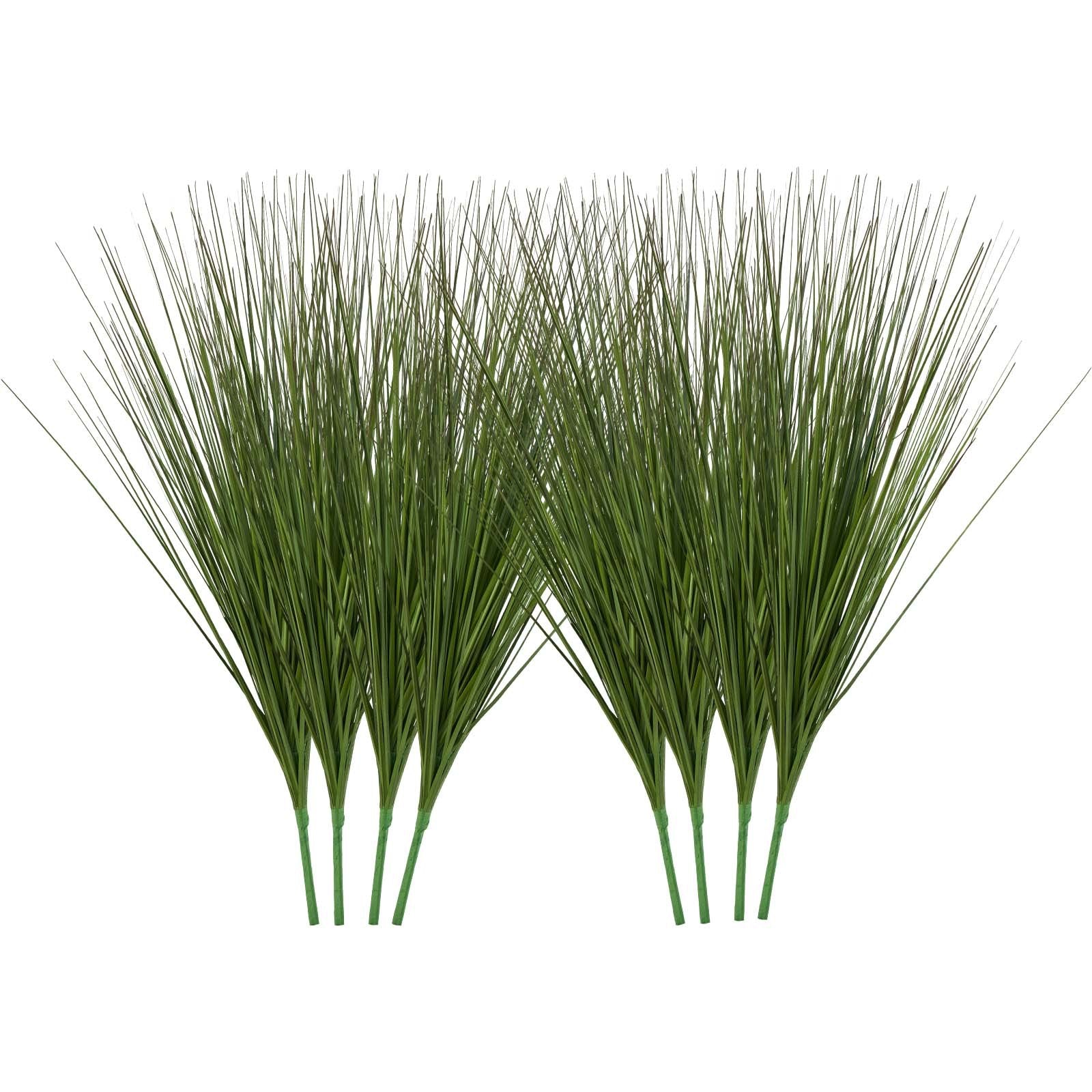 Artificial Grass Plant, 27 Inch Faux Onion Grass Fake Greenery Shrubs Plant, Premium PVC For Indoor Outdoor House Home Garden Office Room Décor, Housewarming, 8 Pack Green