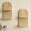2 Wooden Double Wall Shelves - Simple Faux Wood Curved Shelves With Decorative Tops, Space-saving For Storing Plants, Books And Decorations - Versatile Wall-mounted Organizers For Your Living Room