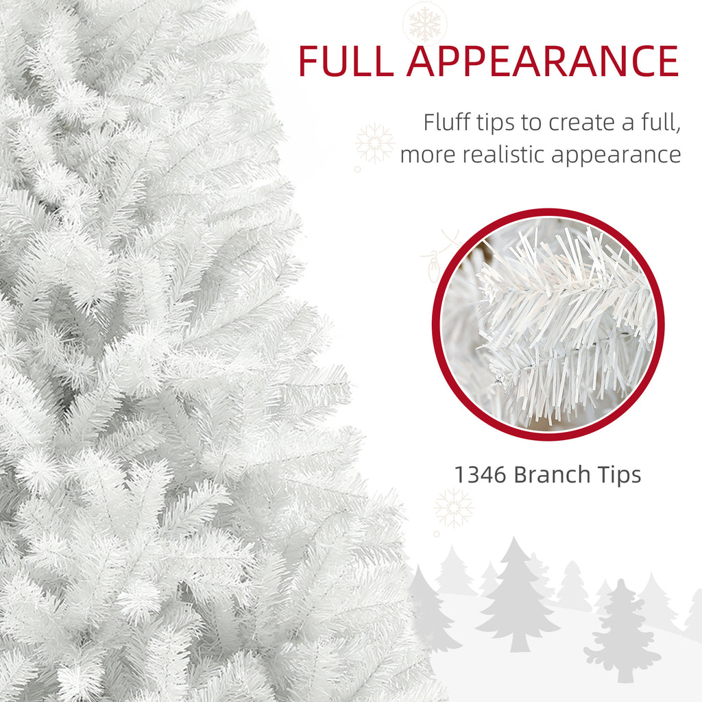 7.5ft Unlit Artificial White Christmas Tree, Holiday Décor with 1346 Branch Tips, Auto Open and Steel Base